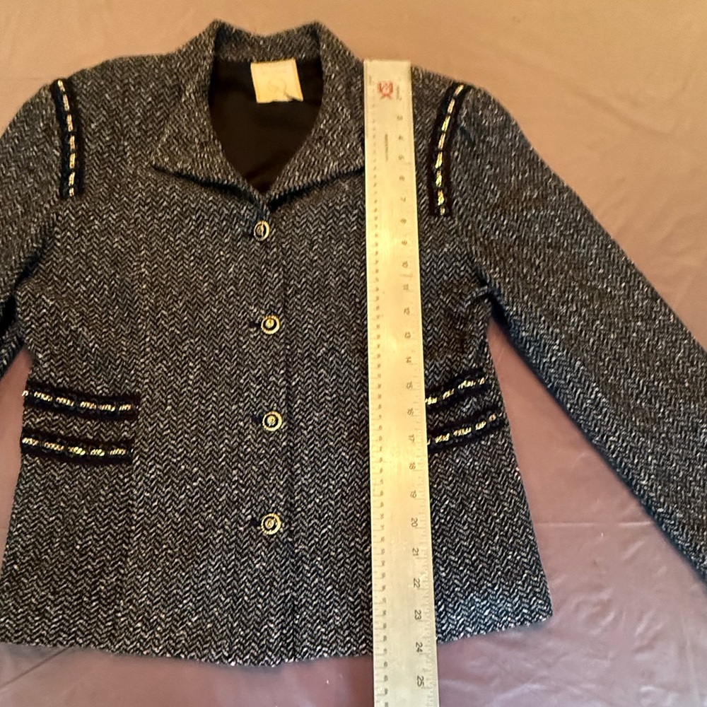 St John Couture Black/Gold Women's Tweed Button Jacket Blazer Size Medium $895 - Picture 11 of 11